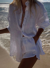 Load image into Gallery viewer, Playa Linen Boyfriend Shirt in Eco White
